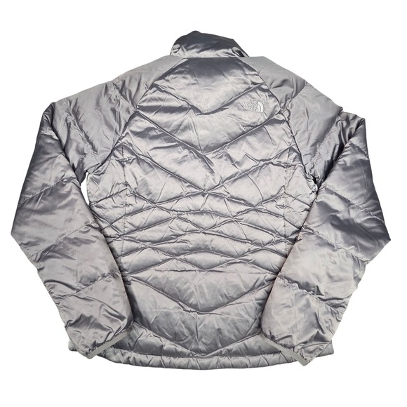 North Face Aconcagua 550 Down Puffer Jacket Women Medium Silver Quilted Gorpcore - Picture 3 of 14